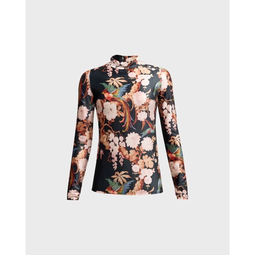 Cara Cara Suzie Moody Floral Long-Sleeve Turtleneck Top Size Large - Picture 4 of 8